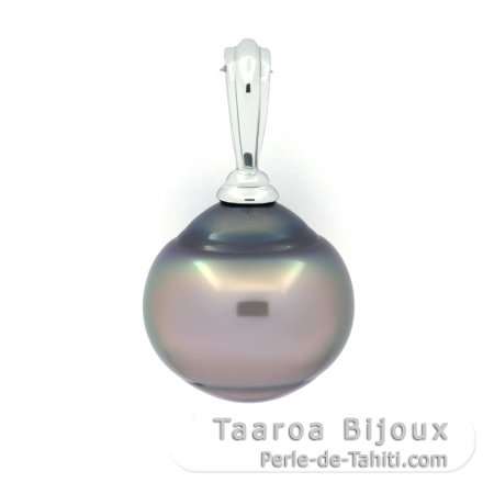 Colgante de Plata y 1 Perla de Tahiti Anillada B 13.4 mm