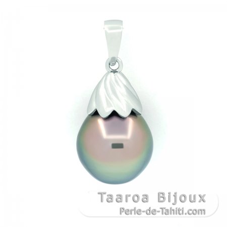 Colgante de Plata y 1 Perla de Tahiti Semi-Barroca B 11.9 mm