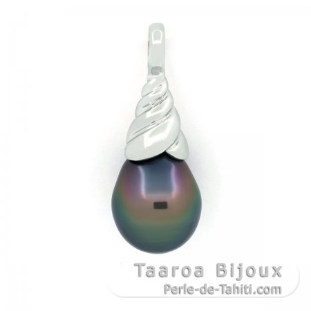 Colgante de Plata y 1 Perla de Tahiti Semi-Barroca B 9.4 mm