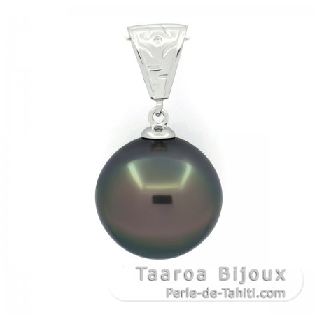 Colgante de Plata y 1 Perla de Tahiti Semi-Barroca C 14.6 mm