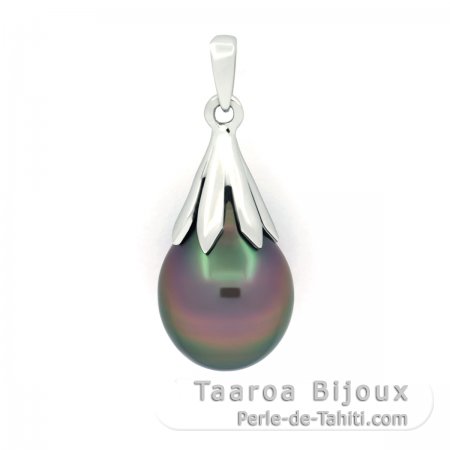 Colgante de Plata y 1 Perla de Tahiti Semi-Barroca B/C 9.1 mm