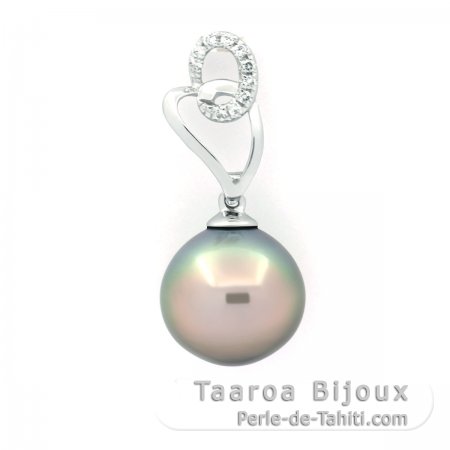 Colgante de Plata y 1 Perla de Tahiti Semi-Barroca B 10.5 mm