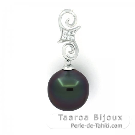 Colgante de Plata y 1 Perla de Tahiti Semi-Barroca B 11.3 mm