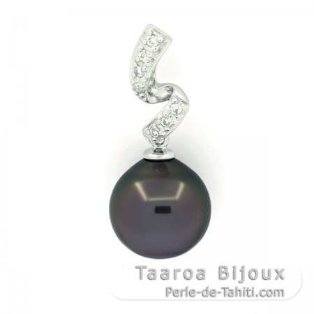 Colgante de Plata y 1 Perla de Tahiti Semi-Barroca C 10.9 mm