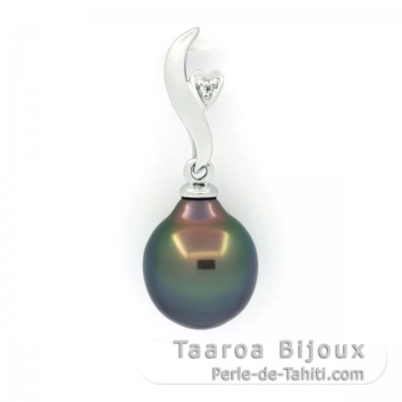 Colgante de Plata y 1 Perla de Tahiti Semi-Barroca B 9.2 mm
