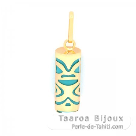 Colgante de Oro 18K y Turchese - 12 mm - Oportunidad
