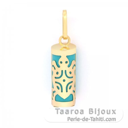 Colgante de Oro 18K y Turchese - 12 mm - Tortuga