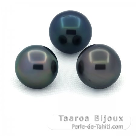 Lote de 3 Perlas de Tahiti Redondas D de 10 a 10.3 mm