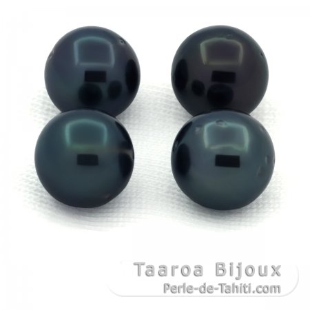 Lote de 4 Perlas de Tahiti Redondas y Semi-Redondas C/D de 8 a 8.2 mm