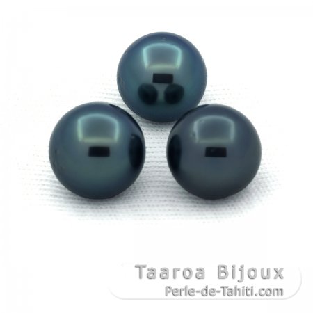 Lote de 3 Perlas de Tahiti Redondas D de 9.5 a 9.7 mm