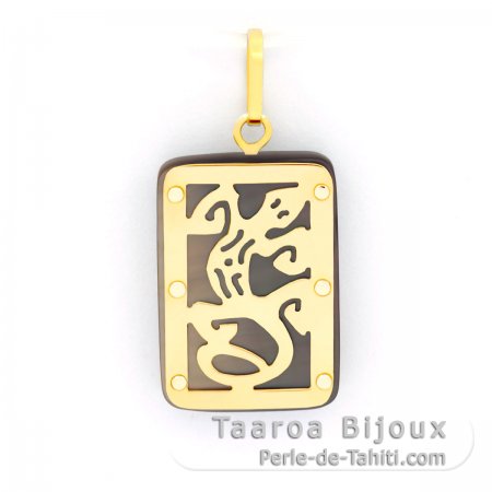 Colgante de Oro 18Kl y Nacarado de Tahiti - Dimensiones = 18 X 12 mm - Gecko