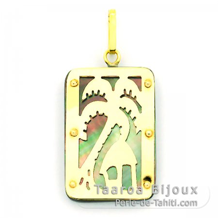 Colgante de Oro 18Kl y Nacarado de Tahiti - Dimensiones = 24 X 16 mm - Isla