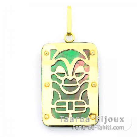 Colgante de Oro 18Kl y Nacarado de Tahiti - Dimensiones = 24 X 16 mm - Salud