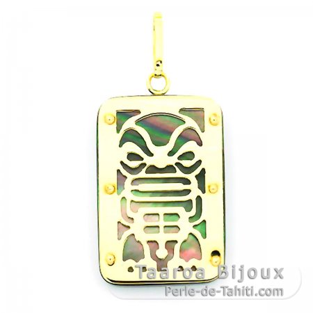 Colgante de Oro 18Kl y Nacarado de Tahiti - Dimensiones = 24 X 16 mm - Mana