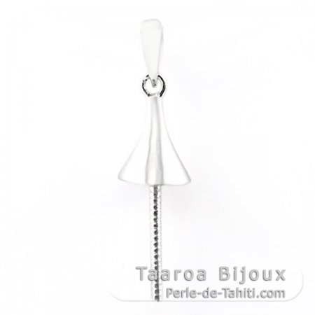 Colgante de Plata Rodiada para 1 Perla de 8 a 12 mm