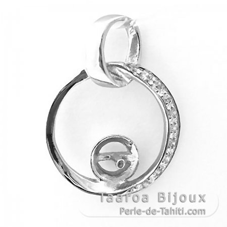 Colgante de Plata Rodiada para 1 Perla de 6 a 9 mm