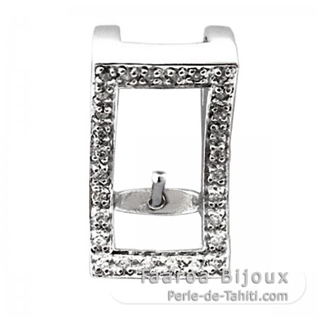 Colgante de Plata Rodiada para 1 Perla de 6 a 8 mm