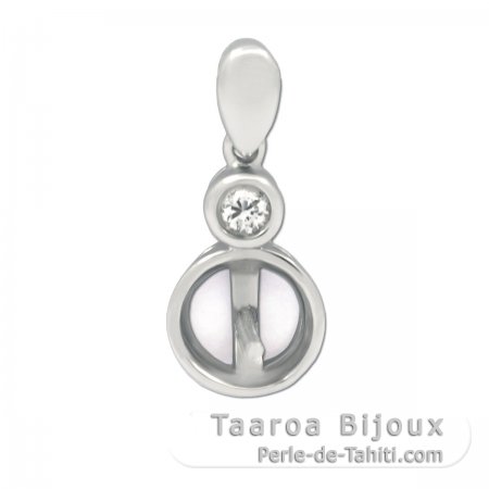 Colgante de Plata Rodiada para 1 Perla de 8 a 10 mm