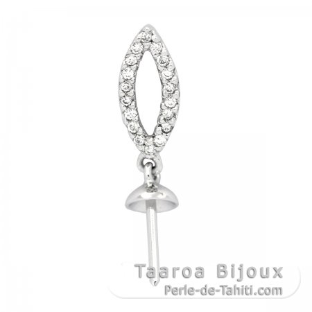 Colgante de Plata Rodiada para 1 Perla de 8 a 14 mm