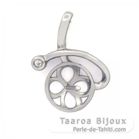 Colgante de Plata Rodiada para 1 Perla de 9 a 13 mm