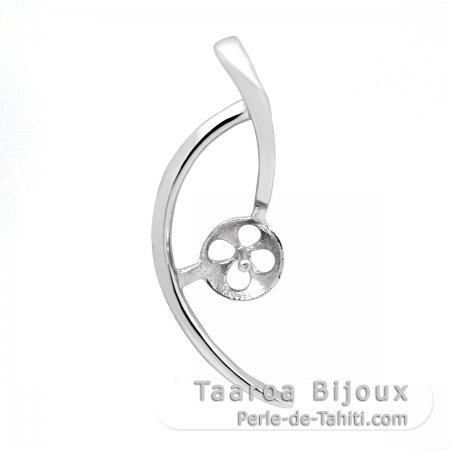 Colgante de Plata Rodiada para 1 Perla de 7 a 10 mm