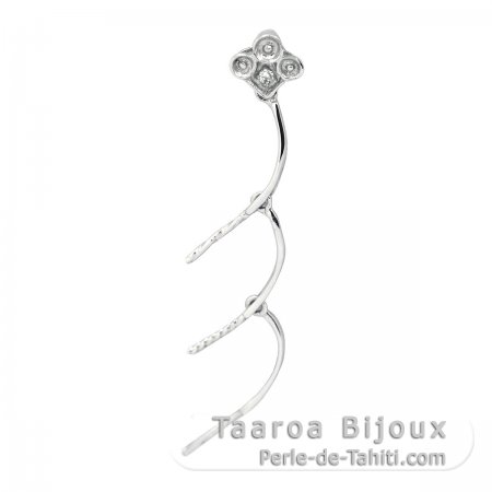 Colgante de Plata Rodiada para 3 Perlas de 6 a 12 mm
