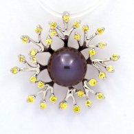 Colgante de Plata y 1 Perla de Tahiti Redonda C 9.3 mm