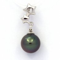 Colgante de Plata y 1 Perla de Tahiti Redonda C 9.1 mm