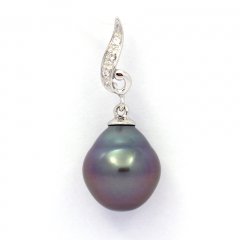 Colgante de Plata y 1 Perla de Tahiti Semi-Barroca B 10.2 mm