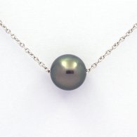 Collar de Plata y 1 Perla de Tahiti Redonda C 9.1 mm