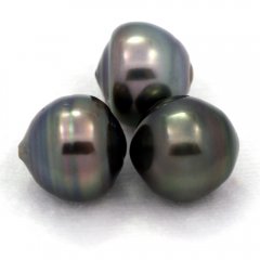 Lote de 3 Perlas de Tahiti Anilladas C de 12 a 12.3 mm