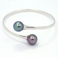 Pulsera de Plata y 2 Perlas de Tahiti Redondas C 11.5 mm