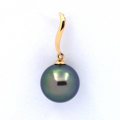Colgante de Oro 18Kl y 1 Perla de Tahiti Redonda B+ 11.2 mm