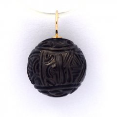 Colgante de Oro 18Kl y 1 Perla de Tahiti Grabada 11.5 mm