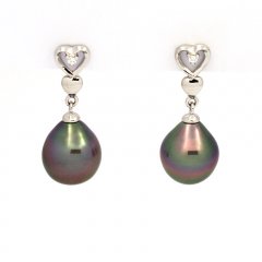 Aretes de Plata y 2 Perlas de Tahiti Semi-Barrocas A 9.1 mm