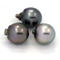 Lote de 3 Perlas de Tahiti Semi-Barrocas C 12.2 mm