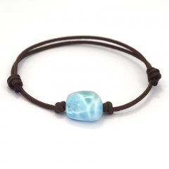 Pulsera de Algodn y 1 Larimar - 14 x 14 x 8.6 mm - 2.8 gr