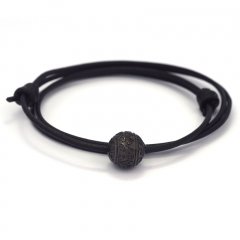 Collar de Cuero y 1 Perla de Tahiti Grabada  12.8 mm