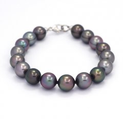 Pulsera de 17 Perlas de Tahiti Semi-Redondas B  9 a 9.4 mm y Oro blanco 18Kl