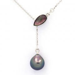 Collar de Plata y 1 Perla de Tahiti Semi-Barroca A 9.1 mm