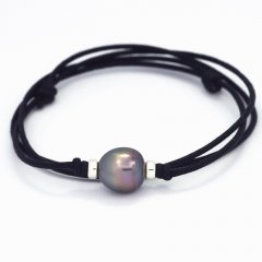 Collar de Algodn y 1 Perla de Tahiti Semi-Barroca C 11.9 mm
