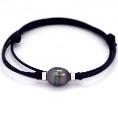 Collar de Algodn y 1 Perla de Tahiti Anillada B 10.6 mm
