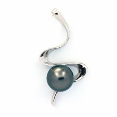 Colgante de Plata y 1 Perla de Tahiti Semi-Redonda C 8.9 mm
