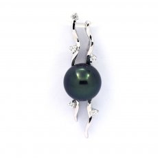 Colgante de Plata y 1 Perla de Tahiti Redonda C+ 8.6 mm