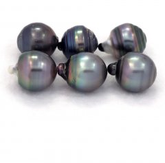 Lote de 6 Perlas de Tahiti Anilladas D de 13  13.4 mm