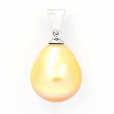 Colgante de Oro Blanco de 18K con 1 Perla de Australia Semi-Barroca A 11.2 mm