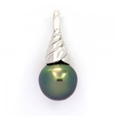 Colgante de Plata y 1 Perla de Tahiti Semi-Barroca B+ 10.1 mm