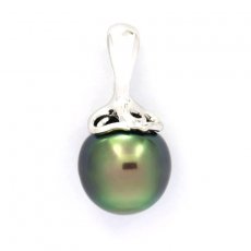 Colgante de Plata y 1 Perla de Tahiti Semi-Barroca B 10 mm