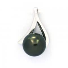 Colgante de Oro blanco 18Kl y 1 Perla de Tahiti Redonda A 8 mm