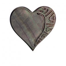 Forma de corazn en Madreperla de Tahiti grabada - 26 x 26 mm